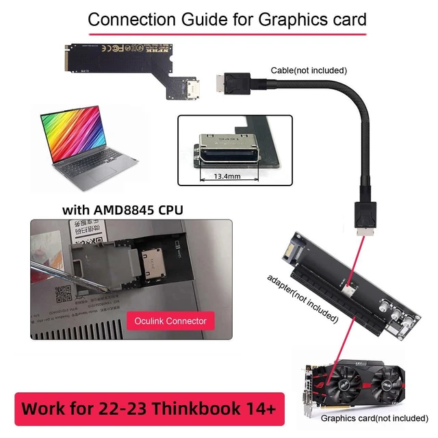 Alt view image 7 of 7 - Vszerda PCI-E 4.0 M.2 M-key to Oculink SFF-8612 SFF-8611 Host Adapter for 2022 2023 ThinkBook 14+ External Graphics Card & SSD