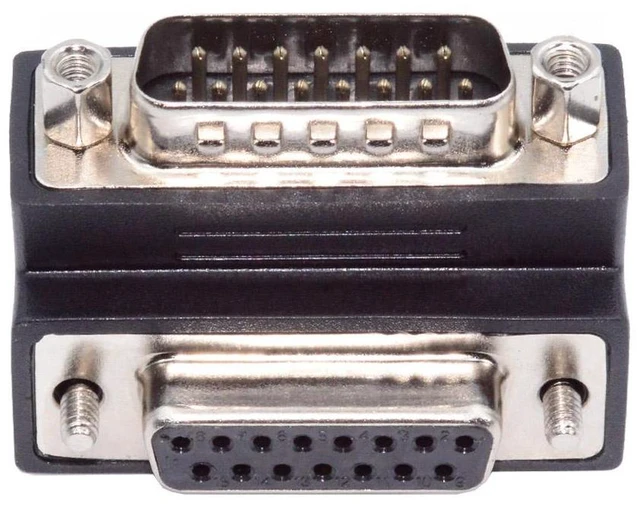 Main image of Vszerda DSUB RS232 D-subminiature 15pin Male Nut to Female Screw Extension Adapter DB Connector Up 90 Degree Angled