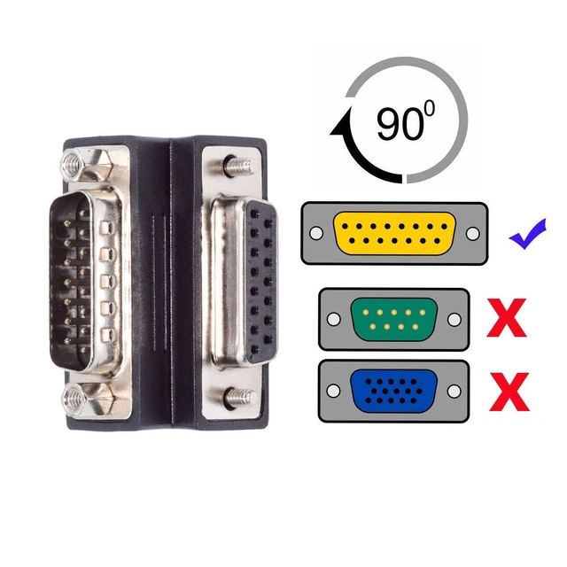Alt view image 5 of 7 - Vszerda DSUB RS232 D-subminiature 15pin Male Nut to Female Screw Extension Adapter DB Connector Up 90 Degree Angled