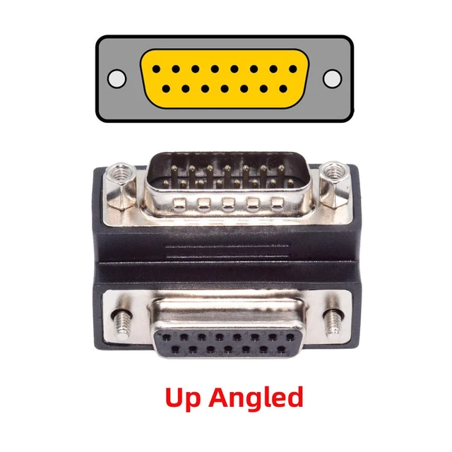 Alt view image 3 of 7 - Vszerda DSUB RS232 D-subminiature 15pin Male Nut to Female Screw Extension Adapter DB Connector Up 90 Degree Angled