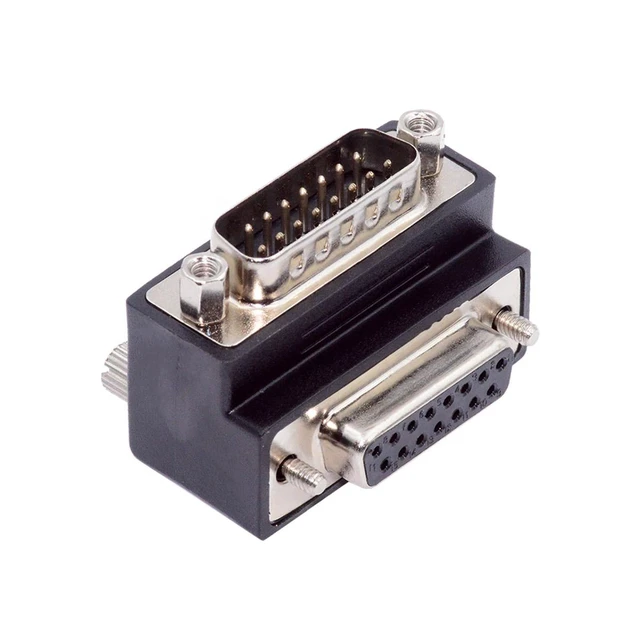 Alt view image 2 of 7 - Vszerda DSUB RS232 D-subminiature 15pin Male Nut to Female Screw Extension Adapter DB Connector Up 90 Degree Angled