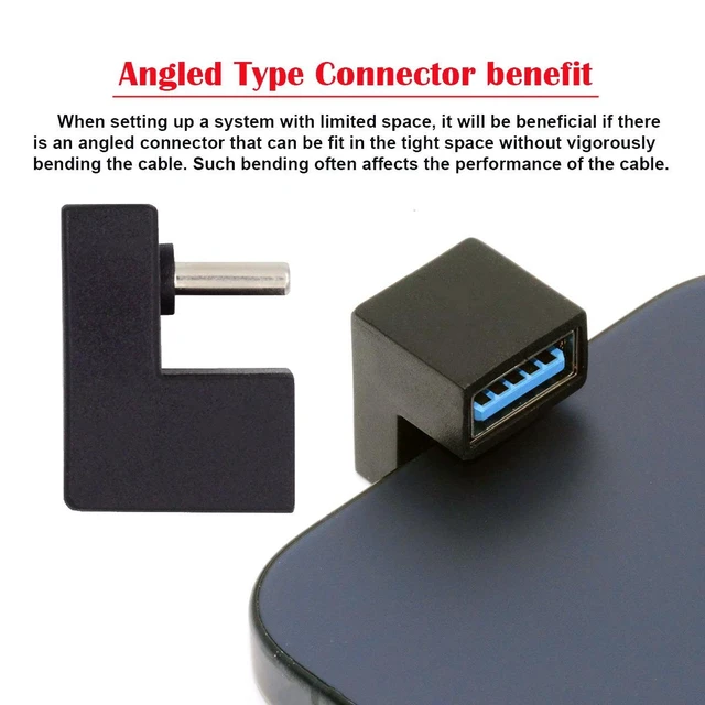 Alt view image 7 of 7 - Vszerda 360 Degree Up Down Angled Type-C USB-C OTG to USB 3.0 Female Extension Adapter for Cell Phone Tablet