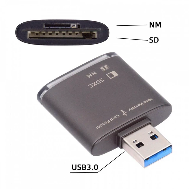Alt view image 2 of 7 - Vszerda USB 3.0 to NM Nano Memory Card & SD Card Reader Writerfor Mate Seial Phone & Camera & Laptop