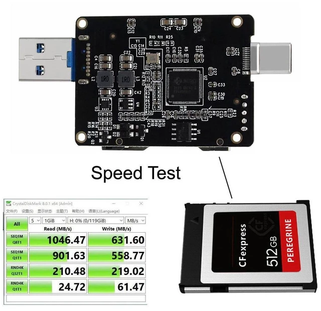 Alt view image 2 of 7 - Vszerda USB3.1 Type-C Type-A to CF Express Extension Card Reader for CFE Type-B Support R5 Z6 Z7 Memory Card