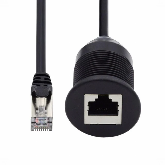 Alt view image 2 of 7 - Vszerda 1m Waterproof Dustproof Screw Locking CAT6 RJ45 Male to Female Lan Ethernet Network Extension Cable Car Panel Mount Design