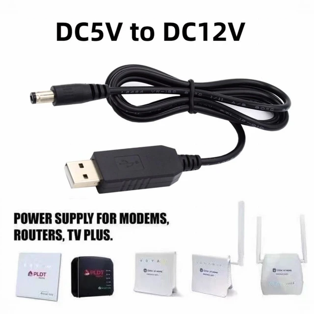 Alt view image 2 of 7 - Vszerda USB 2.0 Type-A DC5V to DC12V 5.5x2.1mm 5.5x2.5mm Voltage Riser Boost Power Plug Barrel Connector Cable 100cm