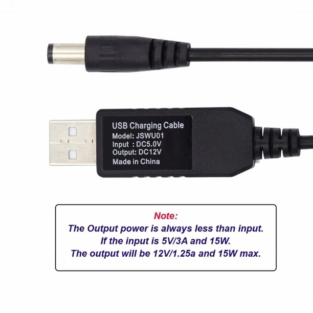 Alt view image 5 of 7 - Vszerda USB 2.0 Type-A DC5V to DC12V 5.5x2.1mm 5.5x2.5mm Voltage Riser Boost Power Plug Barrel Connector Cable 100cm