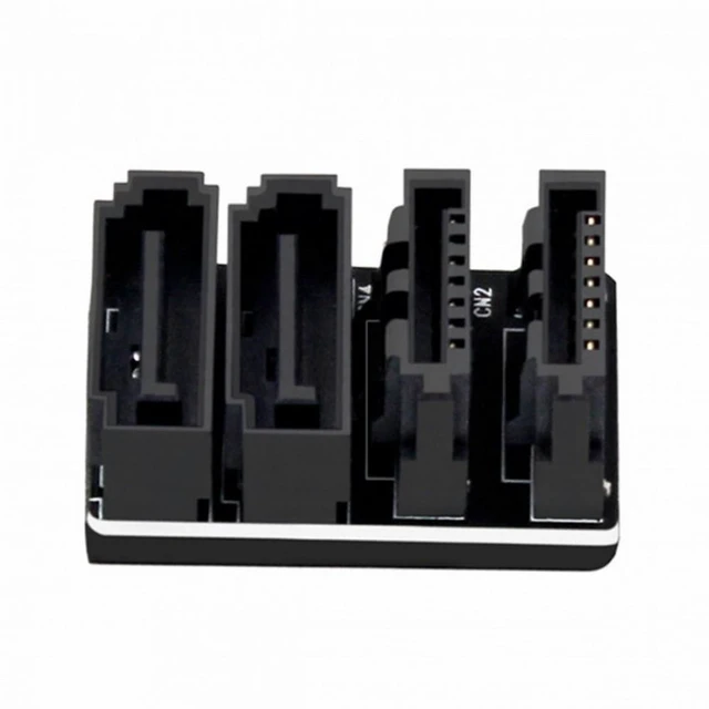 Alt view image 2 of 7 - Vszerda Dual SATA 7Pin Female to 7Pin Male 360 Degree Angled Adapter Low Profile for Desktops SSD HDD Mainboard Motherboard