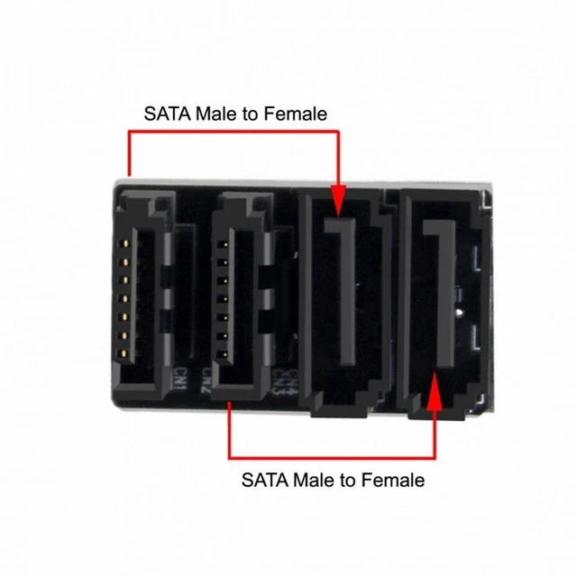Alt view image 5 of 7 - Vszerda Dual SATA 7Pin Female to 7Pin Male 360 Degree Angled Adapter Low Profile for Desktops SSD HDD Mainboard Motherboard
