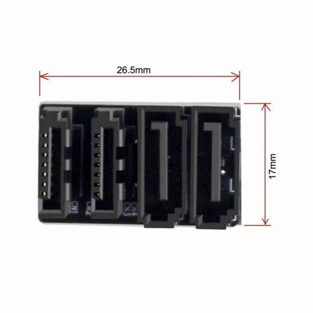 Alt view image 6 of 7 - Vszerda Dual SATA 7Pin Female to 7Pin Male 360 Degree Angled Adapter Low Profile for Desktops SSD HDD Mainboard Motherboard