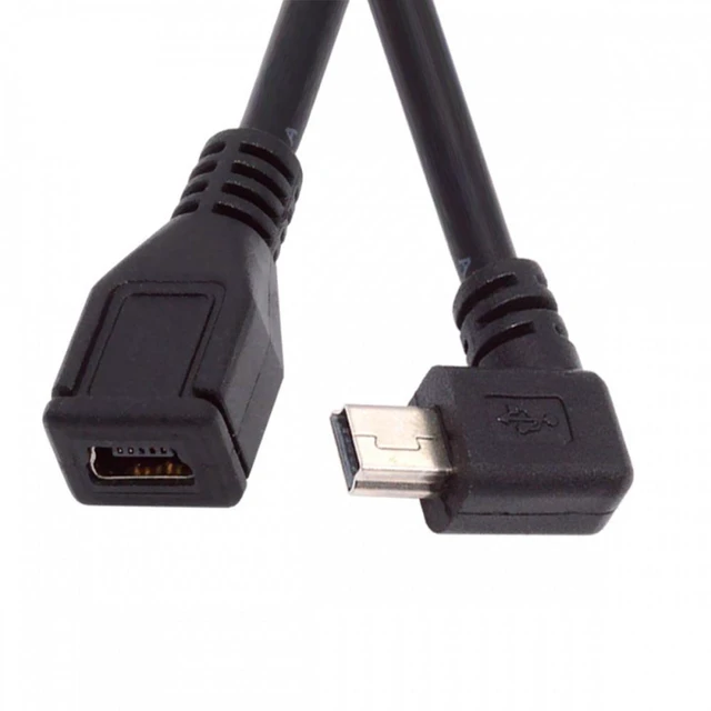 Main image of Vszerda 90 Degree Left Angled Mini USB 5Pin Male to Female Extension Cable 30cm for GPS Camera