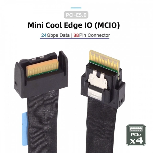 Alt view image 7 of 7 - Vszerda PCI-E 5.0 Mini Cool Edge IO MCIO PCI-E 4i 38Pin Male to SFF-8654 Slimline 4X Extender Cable 50cm