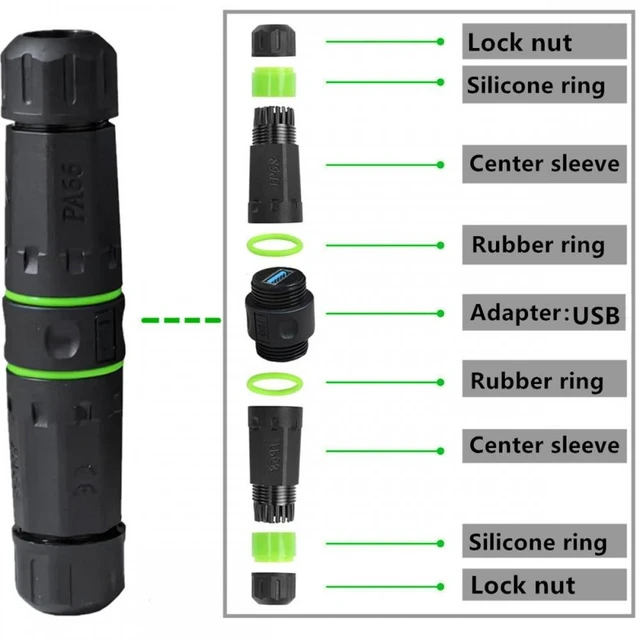 Alt view image 6 of 6 - Vszerda M20 Locking IP68 Waterproof Type-A USB3.0 5Gbps USB-A Female to USB-A Female Extension Adapter Coupler