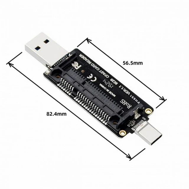 Alt view image 4 of 7 - Vszerda USB-C USB3.0 Type-C to CFast 2.0 Card Adapter PCBA CFast Card Reader for Desktop Laptop