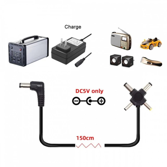 Alt view image 2 of 7 - Vszerda DC 5.5mm Plug to 4-in-1 DC 5V 5.5x2.5mm 5.5x2.1mm 4.0x1.7mm 3.5x1.3mm Power Plug Barrel Connector Charge Cable