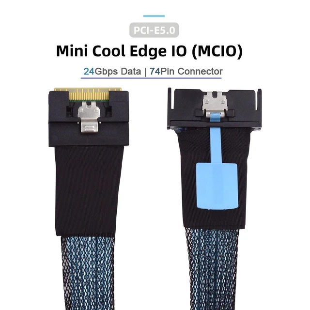 Alt view image 3 of 7 - Vszerda PCI-E 5.0 Mini Cool Edge IO MCIO PCI-E 8i 74Pin Male to Slimline SFF-8654 SAS 4.0 74Pin Male Extender Cable 50cm