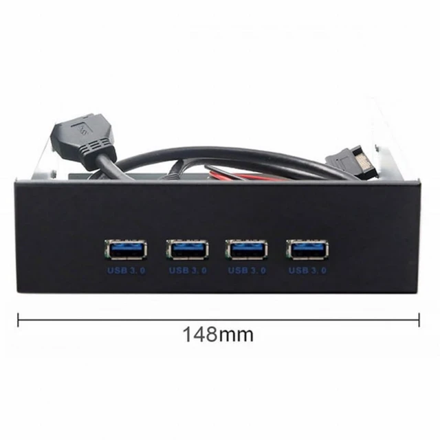 Alt view image 3 of 5 - Vszerda USB 3.0 HUB 4 Ports Front Panel to Motherboard 20Pin Connector Cable 5Gbps for 5.25" CD-ROM Bay