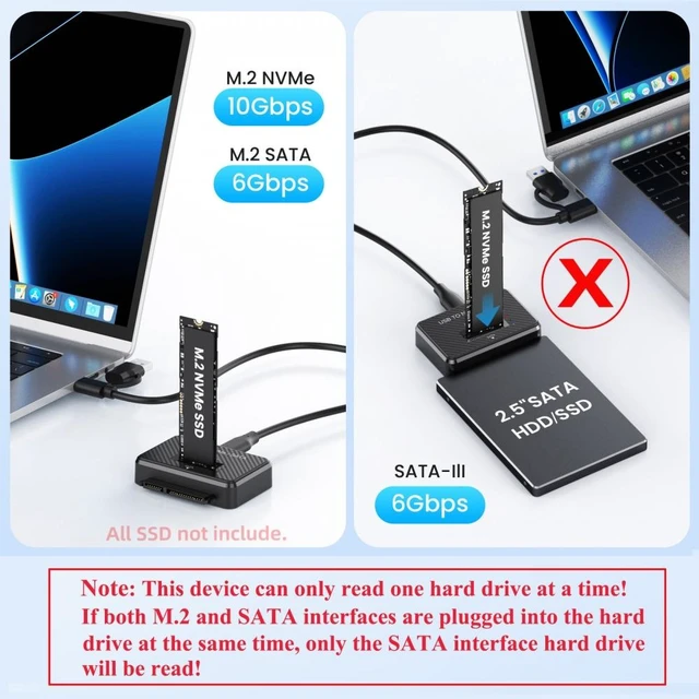 Alt view image 4 of 7 - Vszerda USB 3.0 Type-C USB-C to Dual NVME M-key M.2 NGFF & SATA 2.5 Inch SSD Docking Vertical External PCBA Case Enclosure