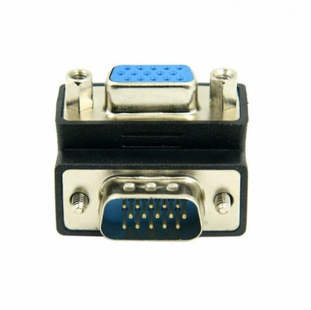 Main image of Vszerda Down Angled 90 Degree VGA RGB HDB15Pin Screw Type Male to Female Nut Type Extension Adapter for Monitor Displays