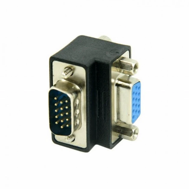 Alt view image 3 of 7 - Vszerda Down Angled 90 Degree VGA RGB HDB15Pin Screw Type Male to Female Nut Type Extension Adapter for Monitor Displays
