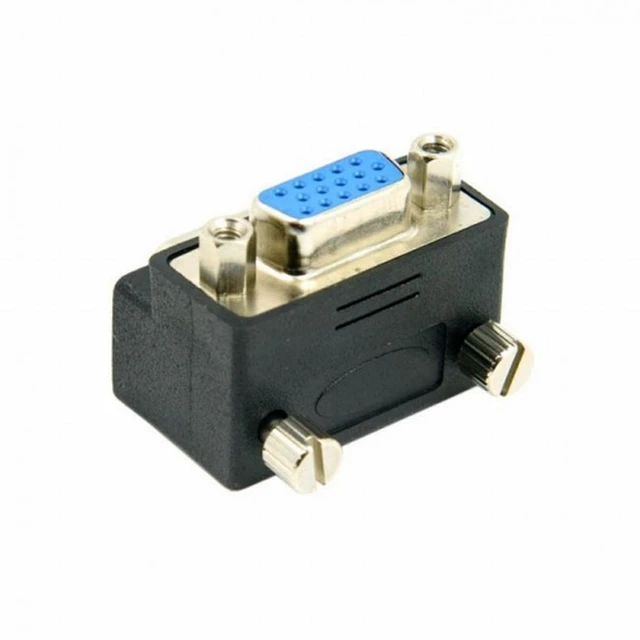 Alt view image 4 of 7 - Vszerda Down Angled 90 Degree VGA RGB HDB15Pin Screw Type Male to Female Nut Type Extension Adapter for Monitor Displays