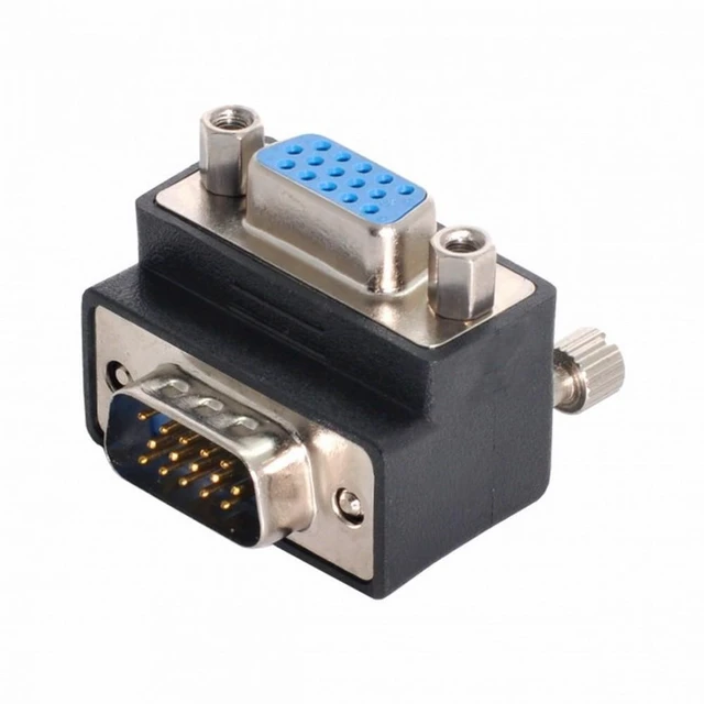 Alt view image 6 of 7 - Vszerda Down Angled 90 Degree VGA RGB HDB15Pin Screw Type Male to Female Nut Type Extension Adapter for Monitor Displays