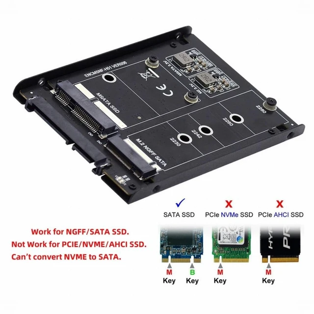 Alt view image 2 of 7 - Vszerda Dual MSATA NGFF B+M SSD Card JBOD Raid0 Span Bridge to 2.5inch SATA Combo HDD Disk Drive Enclosure
