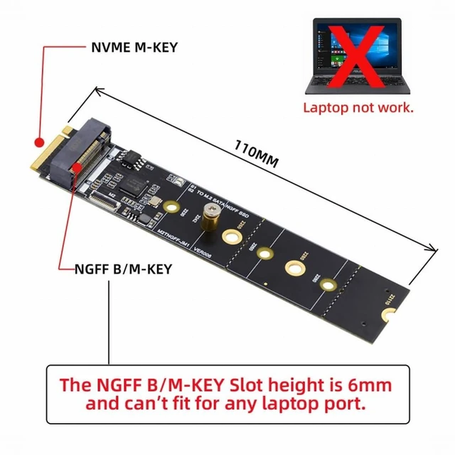 Alt view image 3 of 7 - Vszerda SATA NGFF Key B+M SSD to NVME M-key Motherboard Desktop Adapter Converter SSD Card JMB582 2280