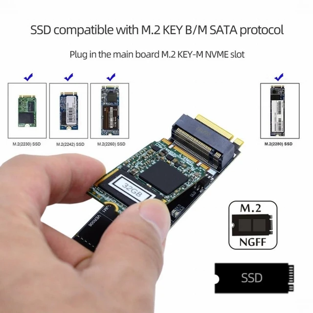 Alt view image 5 of 7 - Vszerda SATA NGFF Key B+M SSD to NVME M-key Motherboard Desktop Adapter Converter SSD Card JMB582 2280