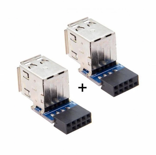 Main image of Vszerda 2pcs 9Pin/10Pin Motherboard Female Header to Dual USB 2.0 Female Adapter Vertical Type