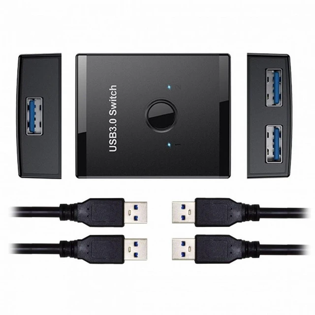 Main image of Vszerda KVM USB 3.0 Bidirectional Switch Selector 2 to 1 PCs Sharing or 1 to 2 Hub for Keyboard Mouse Scanner Printer