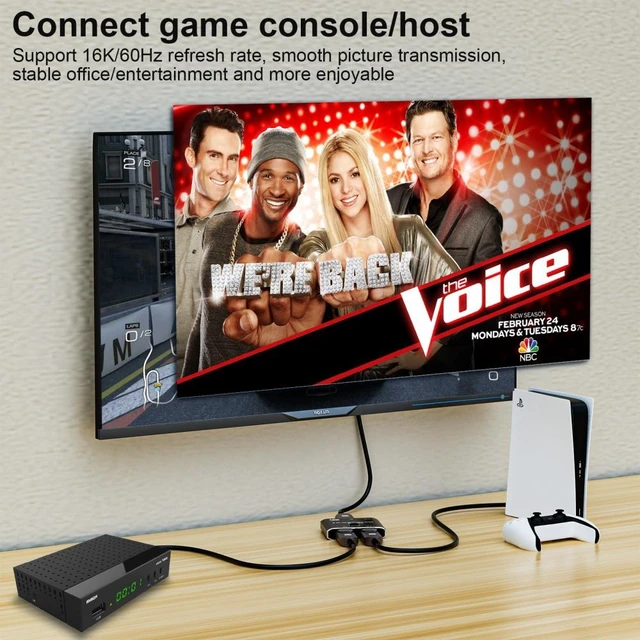 Alt view image 6 of 7 - Vszerda Cable DP DisplayPort 2.0 Bi-Direction 2x1 Switch Splitter Selector Hub Support HDCP SST Extended 16K@60hz 4K@240hz Convertor