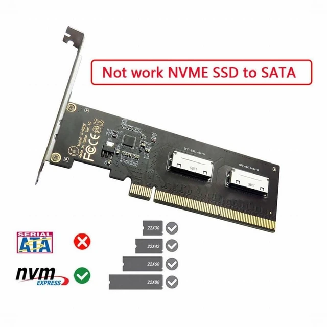 Alt view image 2 of 7 - Vszerda PCIE PCI-Express 16x to Dual Oculink SFF-8612 SFF-8611 8x VROC Adapter for Mainboard SSD Graphics Card