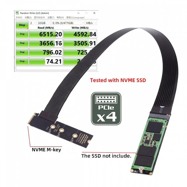 Alt view image 6 of 7 - Vszerda NGFF M-Key NVME Male to Female Extension PCI Express Cable 30cm Right Angled Type 90 Degree PCI-E 4.0 for Mainboard SSD 2230/2242/2260/2280