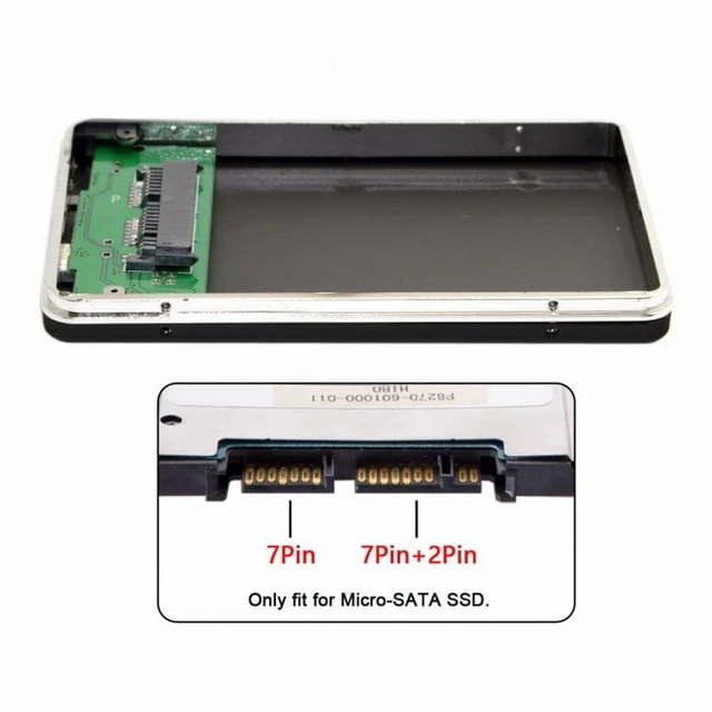 Alt view image 5 of 7 - Vszerda USB2.0 480Mbps to 1.8 inch Micro SATA 16pin 7+9 SSD HDD External Hard Disk Enclosure