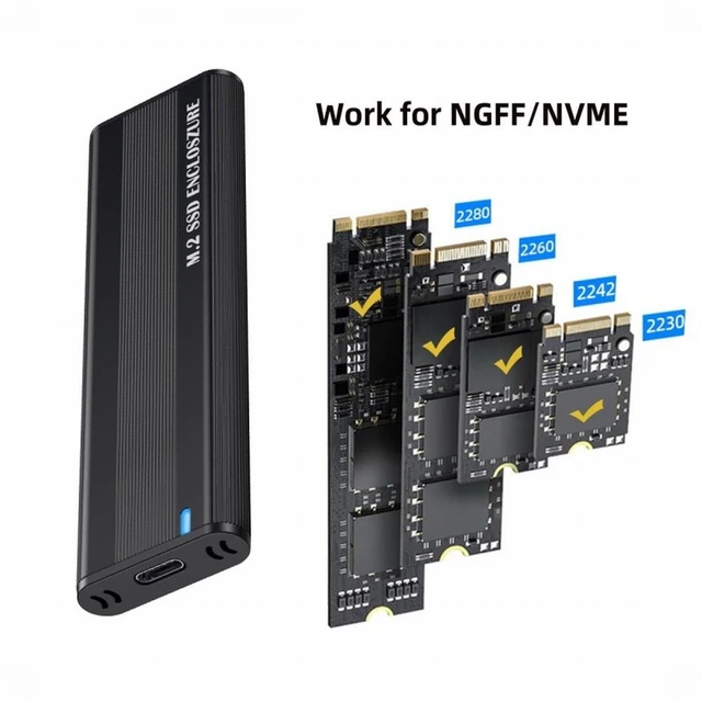 Alt view image 2 of 7 - Vszerda NGFF USB 3.0 Type-C USB-C to NVME M-key M.2 NGFF SATA SSD External PCBA Case Enclosure RTL9210B Chipset