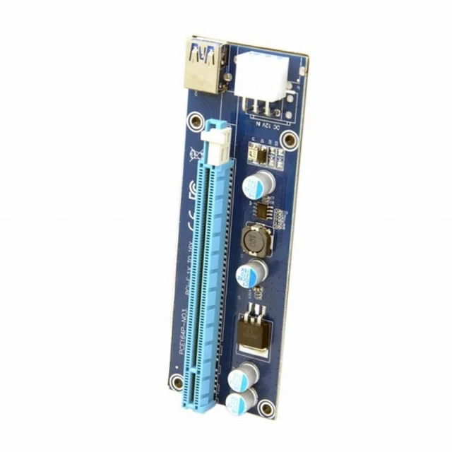 Alt view image 3 of 7 - Vszerda PCI-E 1x to 16x Mining Machine Enhanced Extender Riser Adapter with USB 3.0 6Pin Power Cable