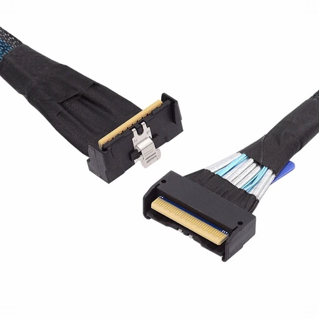 Main image of Vszerda PCI-E 5.0 Mini Cool Edge IO MCIO Angled PCI-E 8i 74Pin Male to MCIO 74Pin Male Extender Cable 35cm