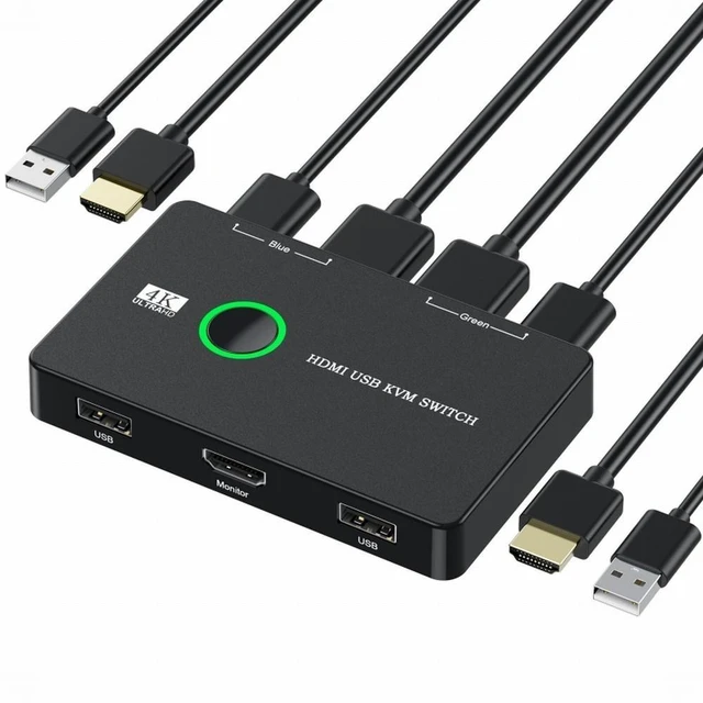 Main image of Vszerda KVM USB 2.0 & HDMI 4K Switch Selector Dual PCs Sharing Monitor HDTV USB Port Keyboard Mouse Scanner Printer