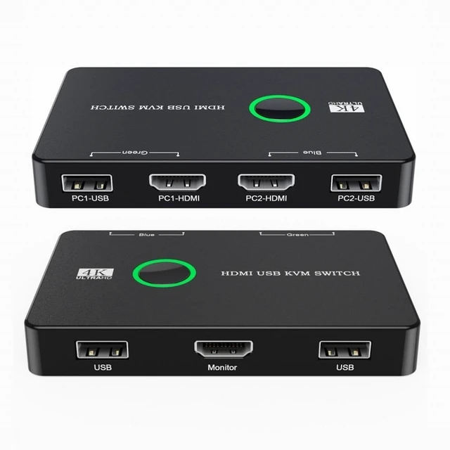 Alt view image 2 of 7 - Vszerda KVM USB 2.0 & HDMI 4K Switch Selector Dual PCs Sharing Monitor HDTV USB Port Keyboard Mouse Scanner Printer