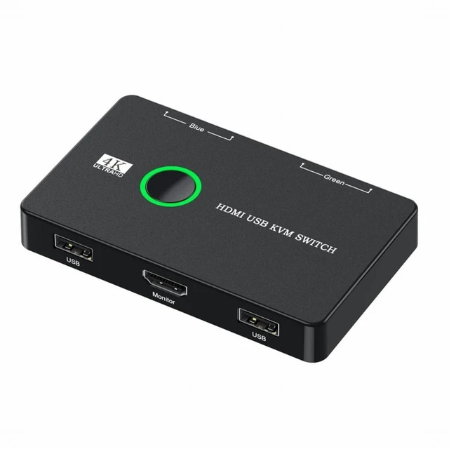 Alt view image 3 of 7 - Vszerda KVM USB 2.0 & HDMI 4K Switch Selector Dual PCs Sharing Monitor HDTV USB Port Keyboard Mouse Scanner Printer