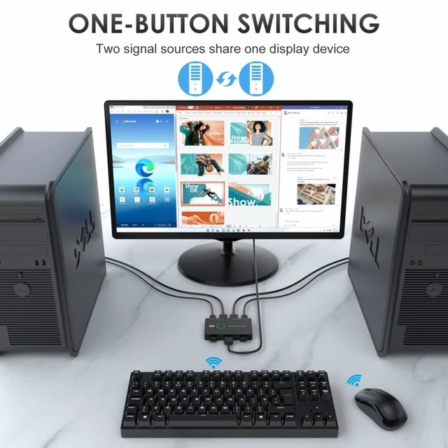 Alt view image 6 of 7 - Vszerda KVM USB 2.0 & HDMI 4K Switch Selector Dual PCs Sharing Monitor HDTV USB Port Keyboard Mouse Scanner Printer
