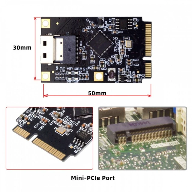 Alt view image 4 of 7 - Vszerda Mini PCI-E PCI Express to Slimline SFF-8654 SATA 3.0 Four Ports Adapter Converter 6Gbps Disk Extension Card for SSD