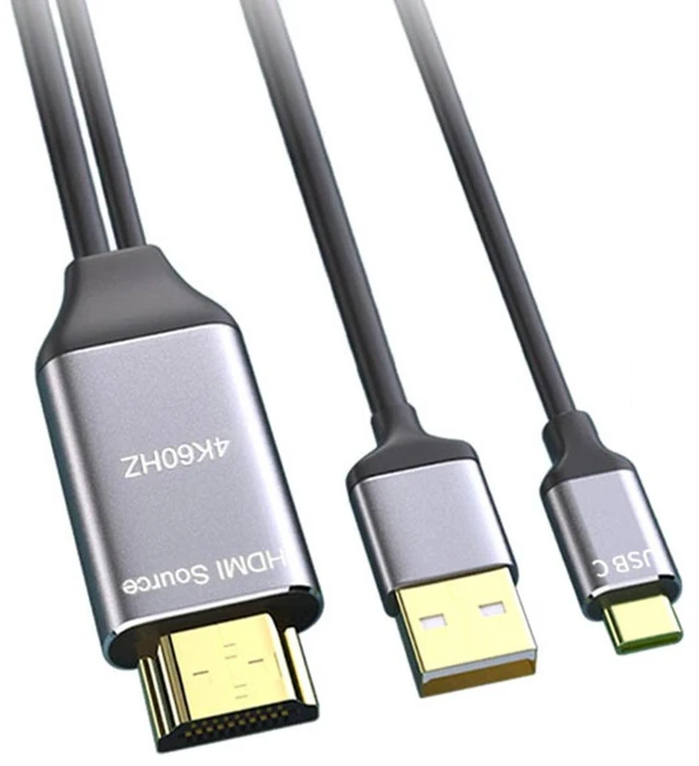 Main image of Vszerda Reversible HDMI 1.4 Source to USB 3.1 Type C USB-C Displays Male 4K HDTV Cable for Laptop Monitor 1.8m