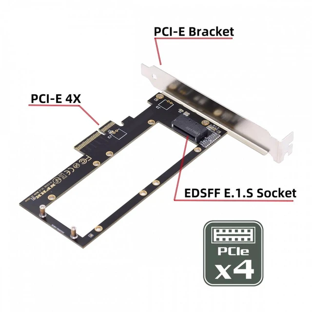 Alt view image 3 of 7 - Vszerda PCI-E 4.0 4X Host Adapter to NVMe Ruler 1U GEN-Z EDSFF 9.5mm 15mm 25mm Thickness Short SSD E1.S with Heat Sink PM9A3 PM9D3 P5801X Carrier Adapter