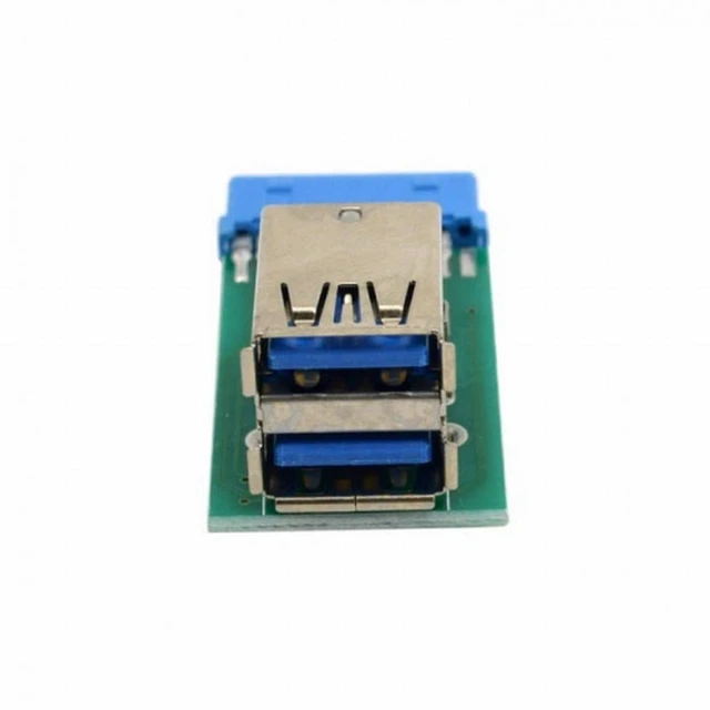 Alt view image 3 of 5 - Vszerda Vertical Dual USB 3.0 A Type Female to Motherboard 20 Pin Box Header Slot Adapter PCBA