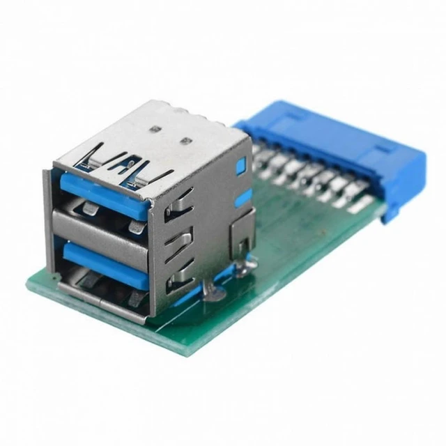 Alt view image 5 of 5 - Vszerda Vertical Dual USB 3.0 A Type Female to Motherboard 20 Pin Box Header Slot Adapter PCBA