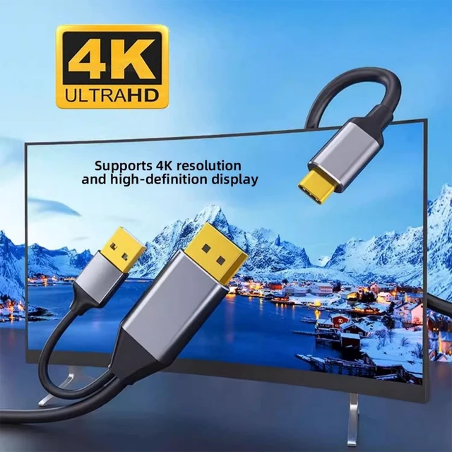 Alt view image 6 of 7 - Vszerda Reversed Displayport Source to Type C USB-C Touch Screen Displays Male 4K HDTV Cable for Laptop Monitor 2.0m