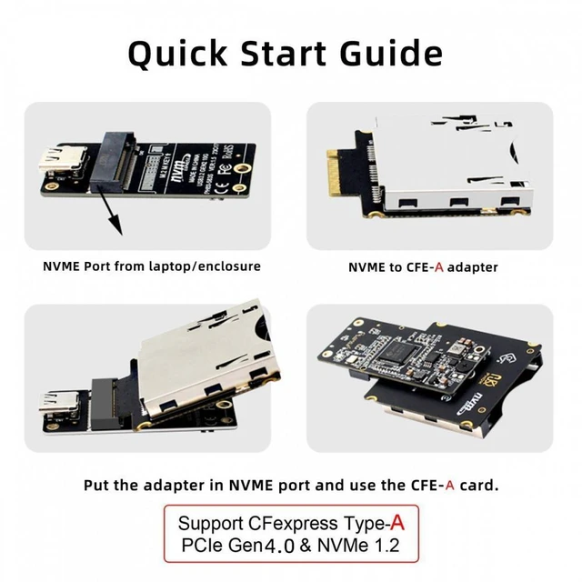 Alt view image 4 of 6 - Vszerda NGFF M.2 NVMe Host to CFExpress CFA Extension Adapter M2 M-key for CFE Type-A Support Camera Memory Card