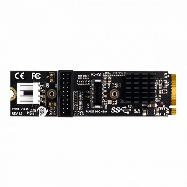 Alt view image 3 of 7 - Vszerda 5Gbps Type-E USB 3.1 Front Panel Socket IDC & USB3.0 20Pin to NVME NGFF M-Key Express Card Adapter for Motherboard